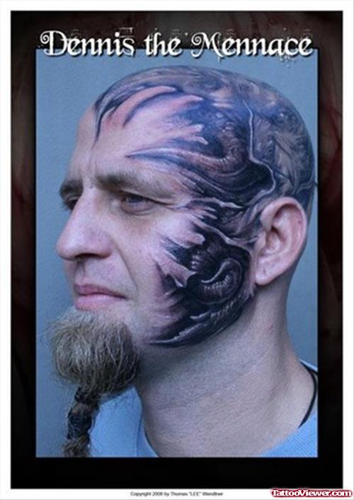 Awesome Tribal Face Tattoo Design For Men