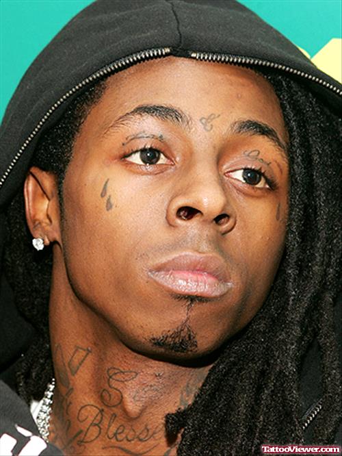Attractive Lil Wayne Tear Drops Face Tattoo