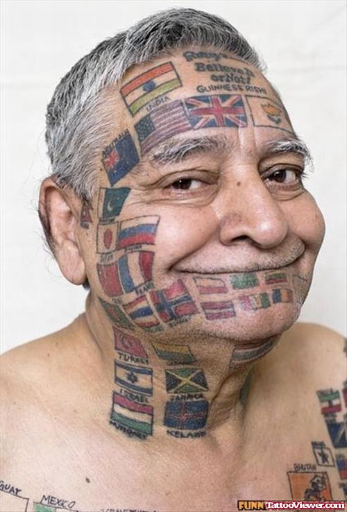 Colored Flags Tattoos On Face Tattoo
