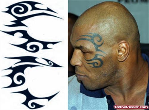 Attractive Mike Tyson Tribal Face Tattoo Design