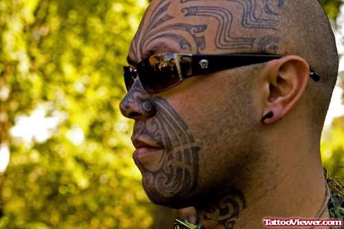 Maori Design Face Tattoo