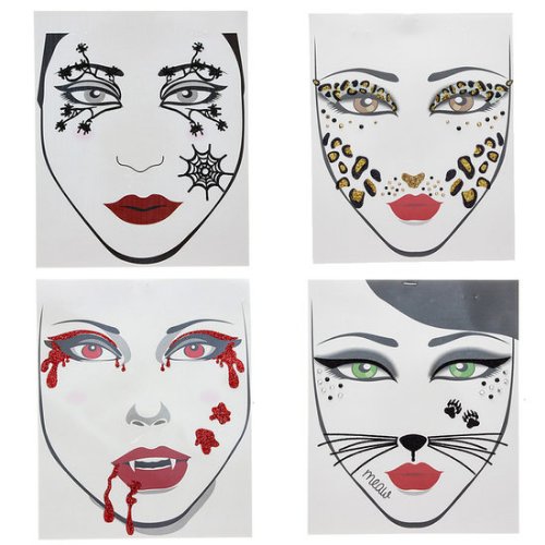 Halloween Face Tattoos Designs For Girls
