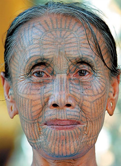 Myanmar Face Tattoo For Women
