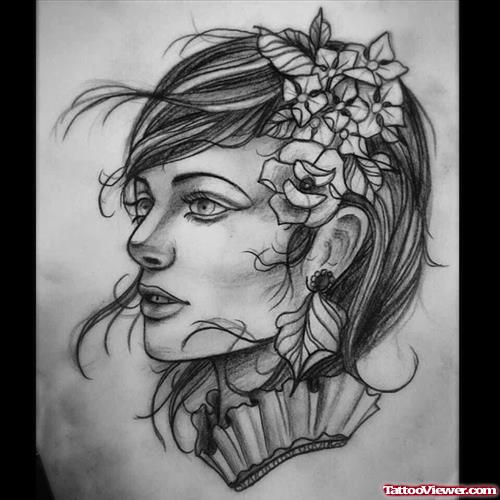 face of beautiful girl tattoo
