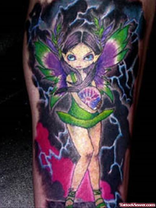 Amazing Colored Fairy Tattoo