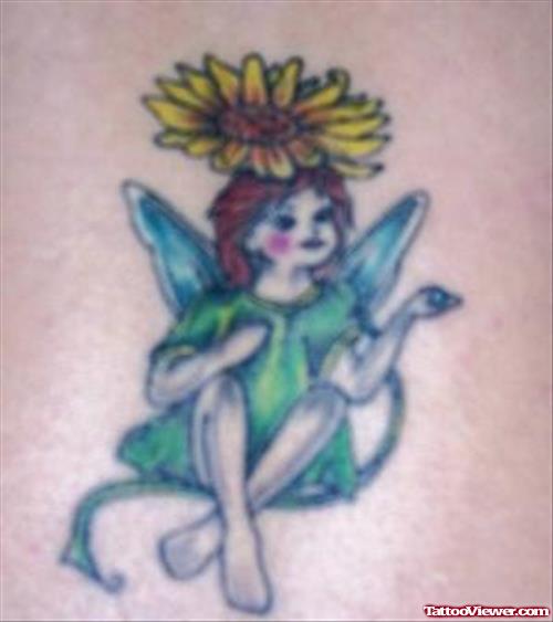 Yellow Flower Fairy Tattoo