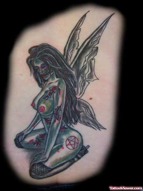 Dark Ink Gothoc Fairy Tattoo