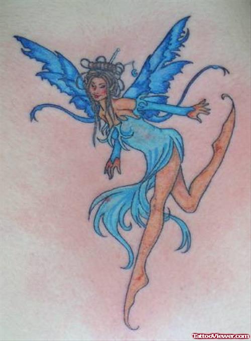 Beautiful Blue Fairy Tattoo