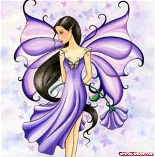 Purple Ink Fairy Tattoo Design