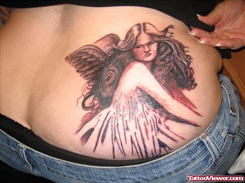 Fairy Girl Tattoo On Lowerback