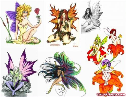 Colorful Fairies Tattoos Designs
