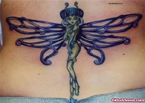 Lowerback Dragonfly Fairy Tattoo