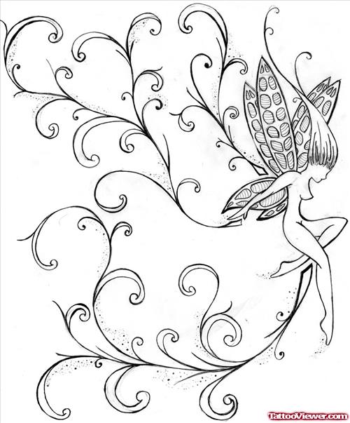 Amazing Flying Fairy Tattoo Design