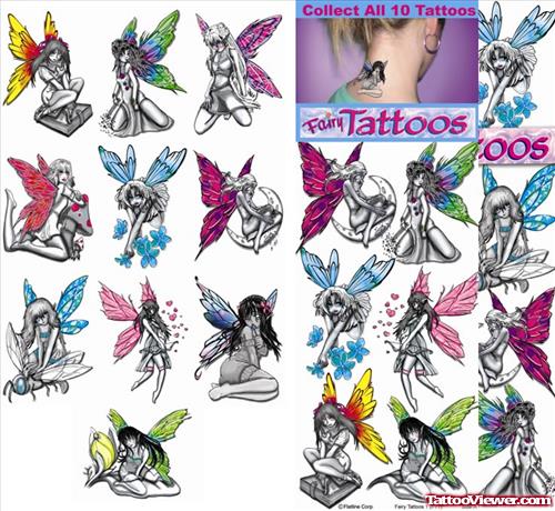 Latest Colored Fairy Tattoos Designs For Girls