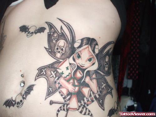 Side Rib Gothic Fairy Tattoo
