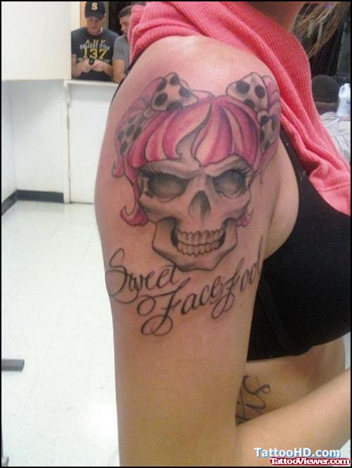 Fairy Skull Tattoo On Right Shoulder