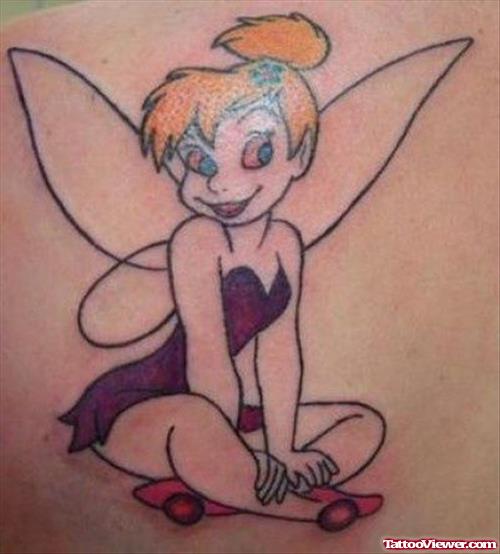Outline Colored Fairy Tattoo
