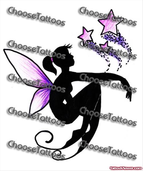 Shooting Stars And Fairy Tattoo Design