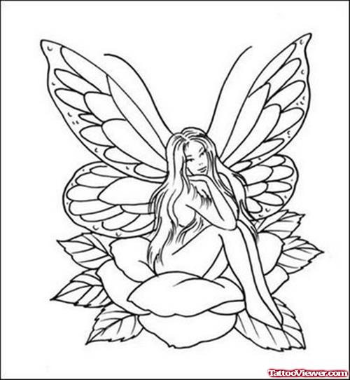 Rose Flower Fairy Girl Tattoo Design