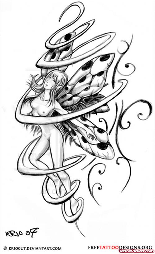 Swirl Fairy Tattoo Design