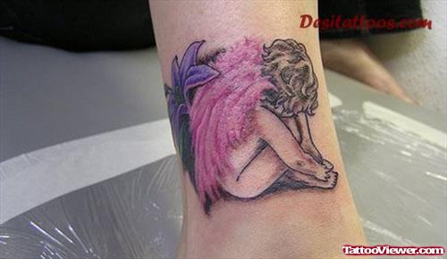 Purple Flower And Fairy Tattoo
