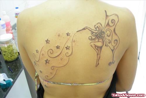 Cute Fairy Tattoo On Girl Back Body