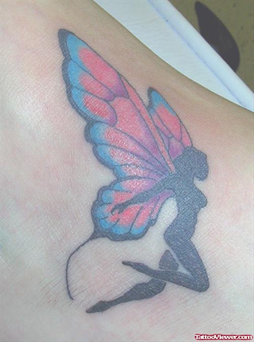Colored Large Winged Fairy Tattoo
