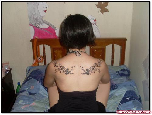 Beautiful Girl Upperback Fairy Tattoo