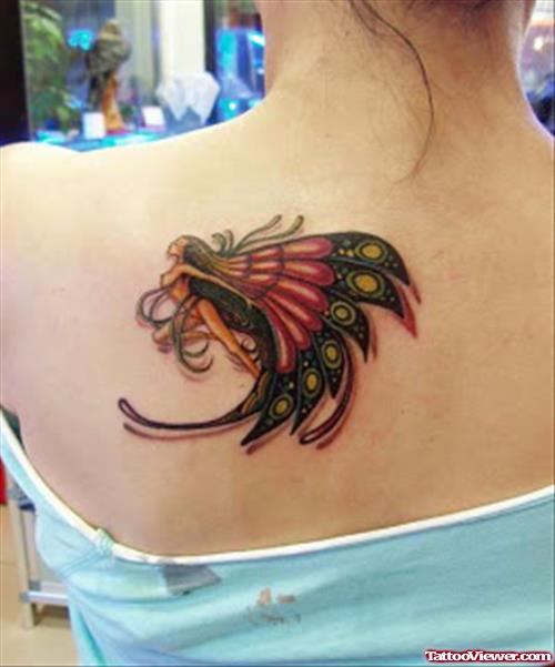 Left Back Shoulder Fairy Tattoo