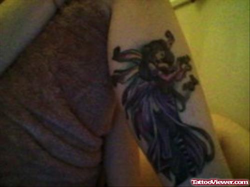 Dark Fairy Tattoo On Half Sleeve
