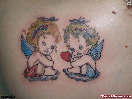 Colored Baby Fairies Tattoo