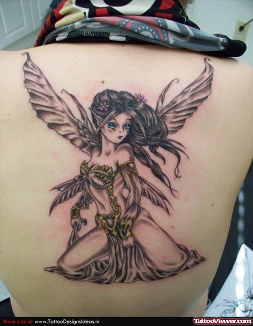 Grey Ink Large Fairy Tattoo
