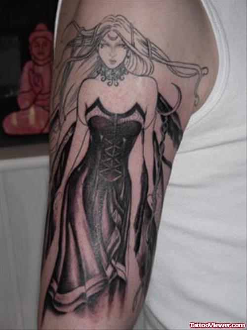 Fairy Queen Tattoo On Half Sleeve