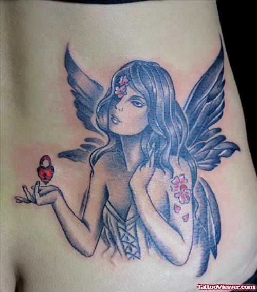 Attractive Girl Lowerback Fairy Tattoo