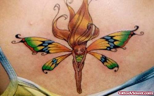 Colored Flying Fairy Tattoo