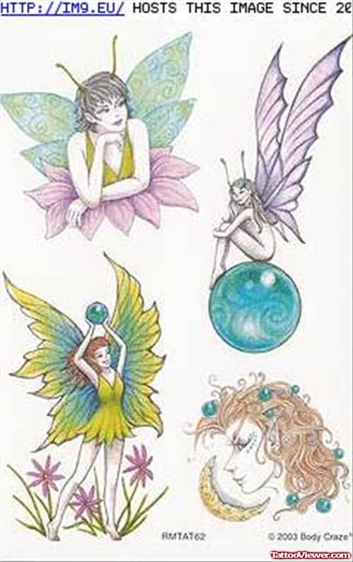 Colored Fairy Tattoos Designs