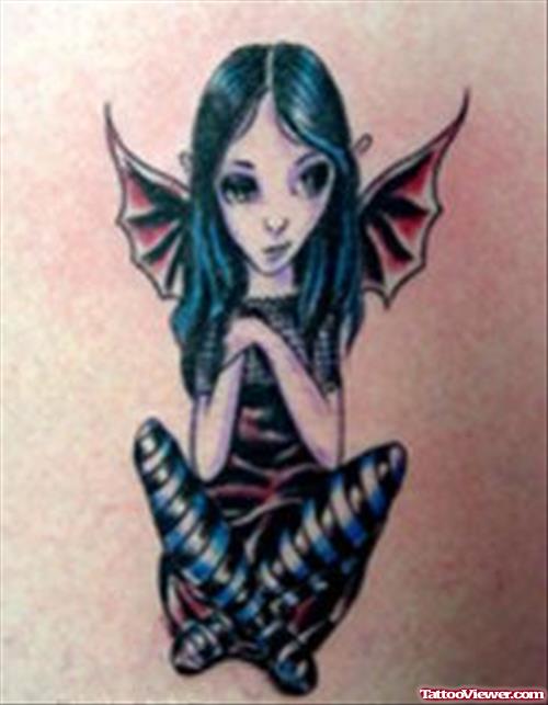 Color Ink Gothic Fairy Tattoo