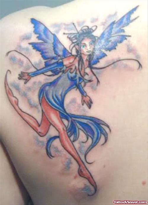 Back SHoulder Colored Fairy Tattoo