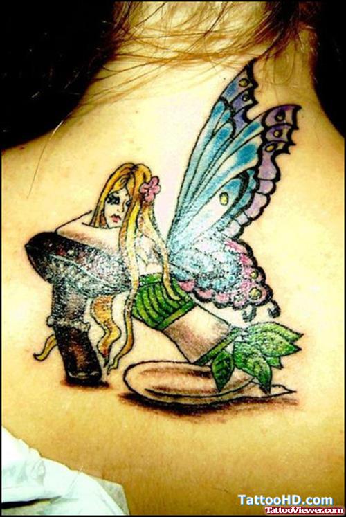 Dark Gothic Fairy Tattoo On Back