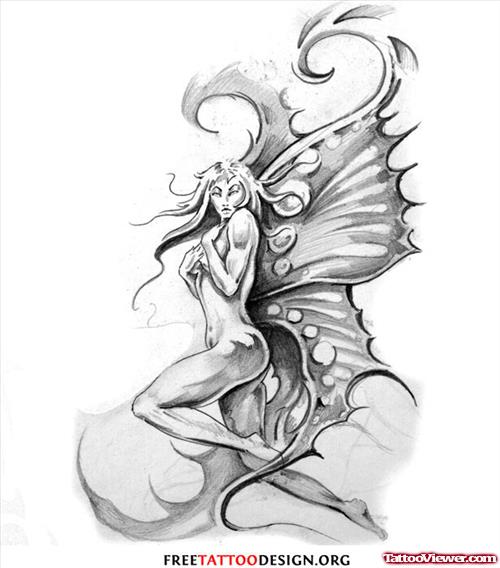 Butterfly Winged Fairy Tattoo Design