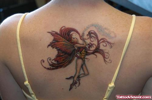 Amazing Girl Upperback Fairy Tattoo