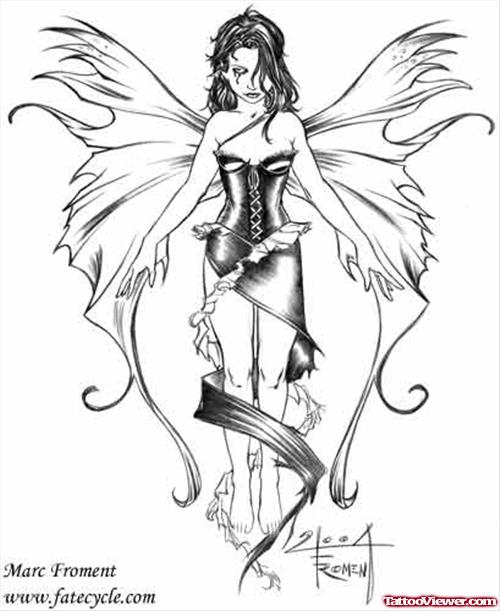 Amazing Dark Fairy Tattoo Design