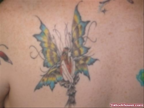 Colored Back Shoulder Fairy Tattoo