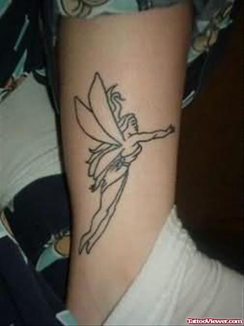 Awesome Fairy Tattoo On Leg