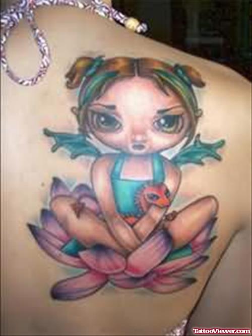 Fairy Girl Tattoo On Back Shoulder