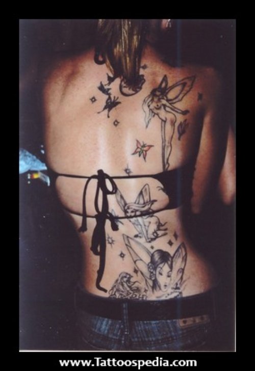 Butterflies And Fairy Tattoos On Full Back Body