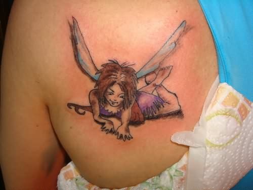 Fairy Lying Tattoo On Back
