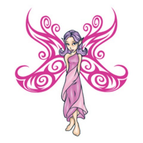Pink Tribal Wings Fairy Tattoo