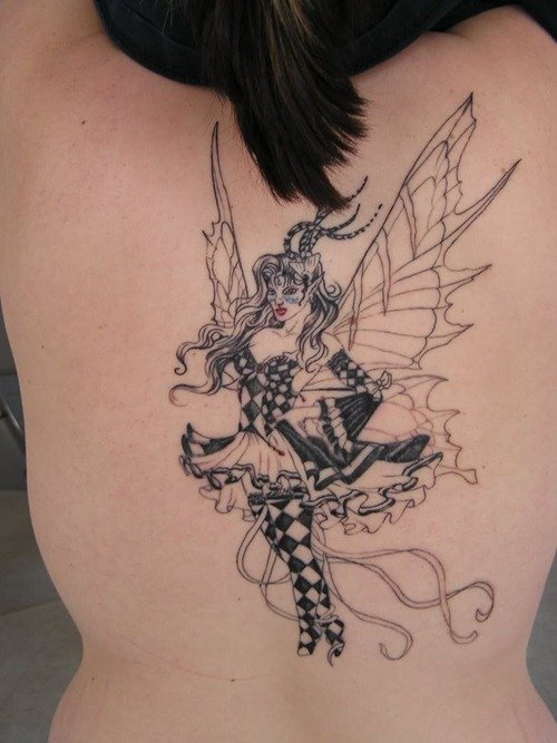Fairy Tattoo On Girl Back Body