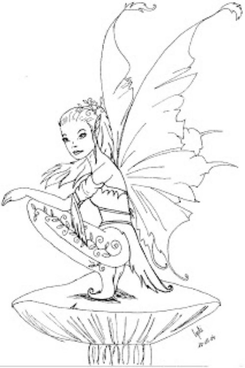 Fairy Sitting On Mushroom Tattoo Design